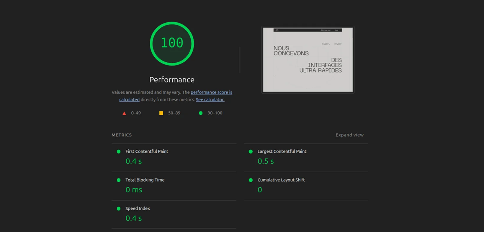 Horde Agence | Lighthouse score of hordeagence.com